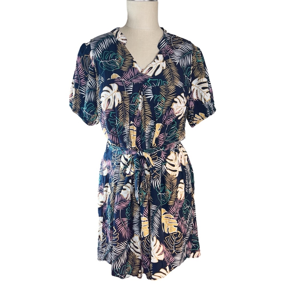 Cyer Vitz Maternity Breastfeeding Shirtdress Tropical Leaf Print Dress Sz S EUC